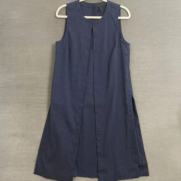 BCBG MaxAzria Svetlana Pinstripe Linen Tunic Duster XS Tall GUC - Picture 3 of 9